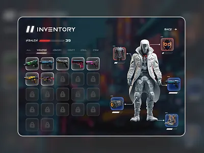 Game inventory design game game design game inventory game website inventory sci fi ui ui design web design