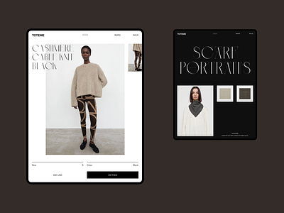 TOTEME — Online Store Concept clean grid ipad layout minimal minimalism online store product card product page tablet type typography ui ux web website