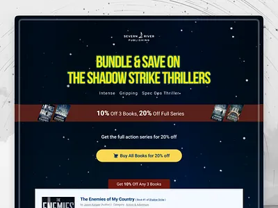 Shadow Strike Thriller series - Book Series Landing Page UI book fiction landing page mahfuzur munna minimal design modern landing page shopify ui ui design uiux design website design