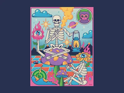 The Explorer branding cover aer cover band flowers design graphic design illustration merch design music event poster band psychedelic skull art