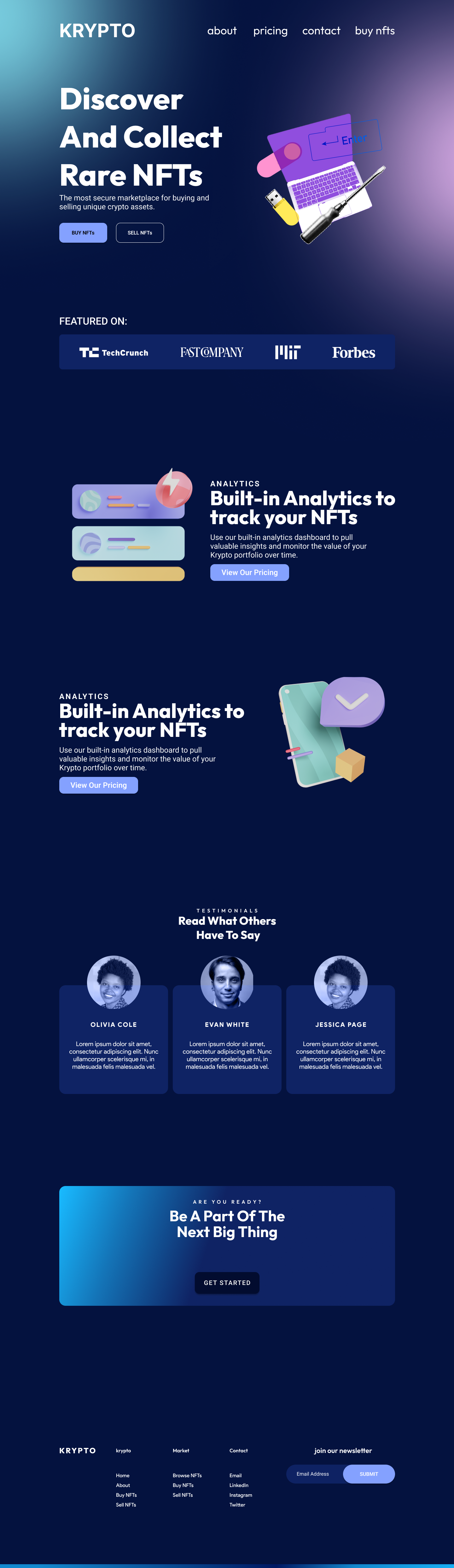 Crypto and NFTs Web UI gradient graphic design typography ui