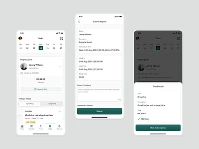Caregiver Tasks — Clock In, Track, and Report with Ease caregiver management platforms caregiver task management caregiver tasks caregiverapp caregivers and home health caremanagement daily schedule view detailed task notes elderly care apps healthcare workflow apps healthcaredesign home healthcare agencies patientcare submit reports