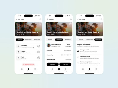 Travel Assistance App Design apartment app booking destination hotel minimal mobile modern smart phone tourism travel trip ui ux