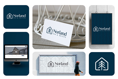 NORLAND INN & SUITES brand identity branding cozy logo graphic design home logo hospitality logo hotel logo logo logo design luxury logo minimalist logo modern nature logo tree logo welcoming logo