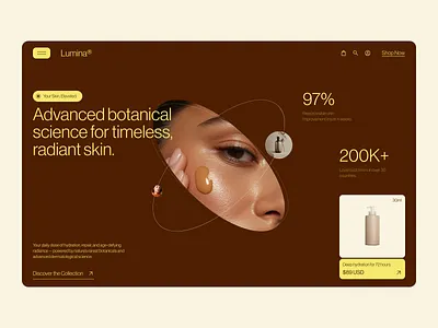 Lumina® - Skincare Website alif app care design glow hero home modern product site skin skin care ui ui ux design ux web web design web site webdesign website