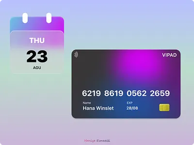 glass design calendar credit card glass ui