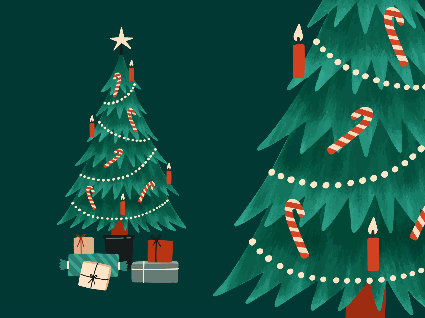 Cozy Christmas Postcard adobe illustrator celebration chrismas christmas tree cozy digital art dog eve flat holiday home illustration interior new year postcard procreate vector xmas