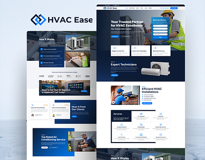 HVAC Ease — AC Repair WordPress Elementor Template Kit ac ac maintenance ac repair ac services air condition cooling elementor hvac landing page landingpage modern design repairing ui webdesign wordpress
