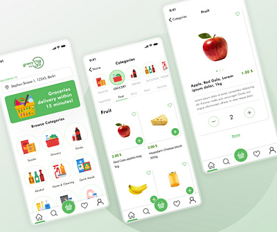 Grovy - Grocery Delivery App app delivery design development ecommerce figma grocery prototype ui ux