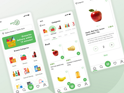 Grovy - Grocery Delivery App app delivery design development ecommerce figma grocery prototype ui ux