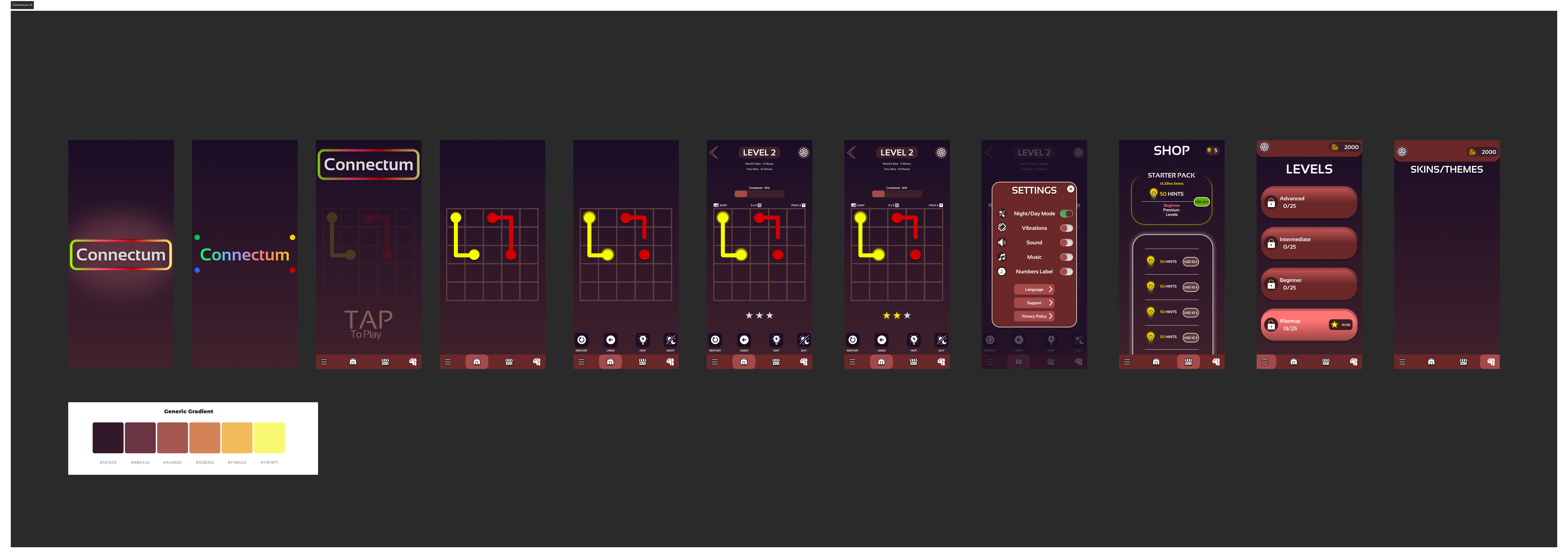 Connectum Game Design inspired from original game on PlayStore gameui googleplay iconography illustration inspiratoin mobile game ui ux vector