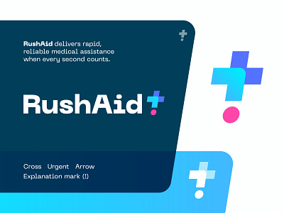 RushAid - Logo Design ! aid app arrow branding creative logo design cross emergency fast first aid health jeroen van eerden life logo logo design medic modern logo rush visual identity