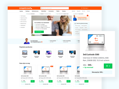 Re-design Computerzaak.nl 🧑‍💻 blue clean conversion design laptop orange redesign ui usability ux webdesign