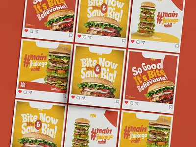 Fast Food Social Media Ad Creatives branding burger burger post design fast food fast food post design fast food social media food post design post design social media post design