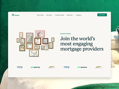 Haven - Customer Stories branding green hero masthead real estate ui web