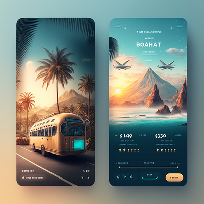 Travel mobile app by Midjourney design graphic design illustration midjourney ui