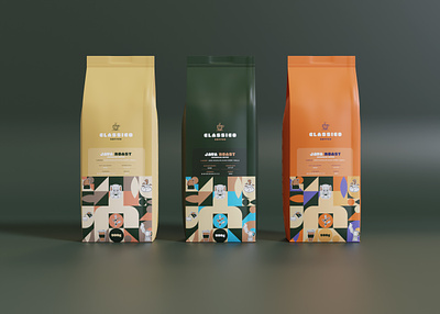 Classico Coffee 3d blender coffee concept graphic design illustration packaging