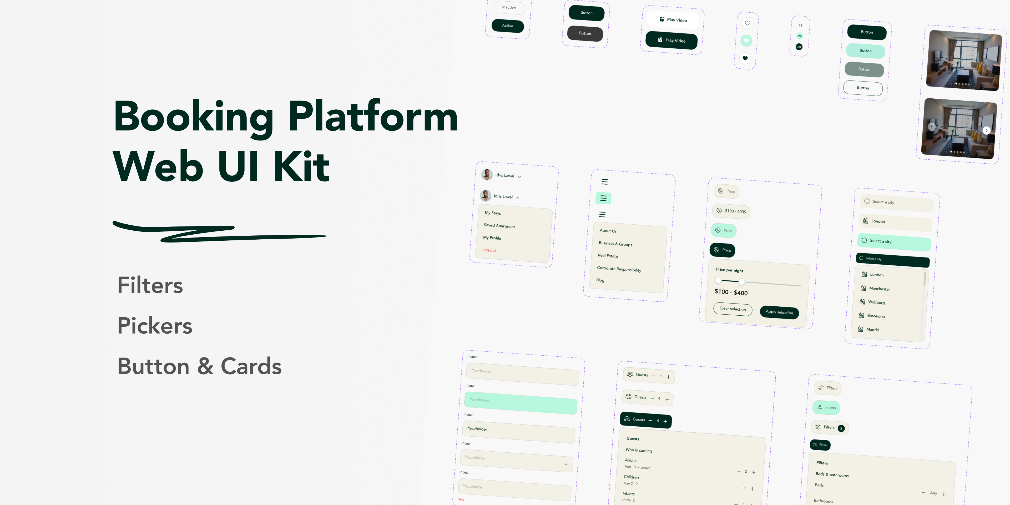 Booking Platform Web UI Kit booking branding design fintech home hospitality housing product design real estate ui ui design uiux ux ux design web design