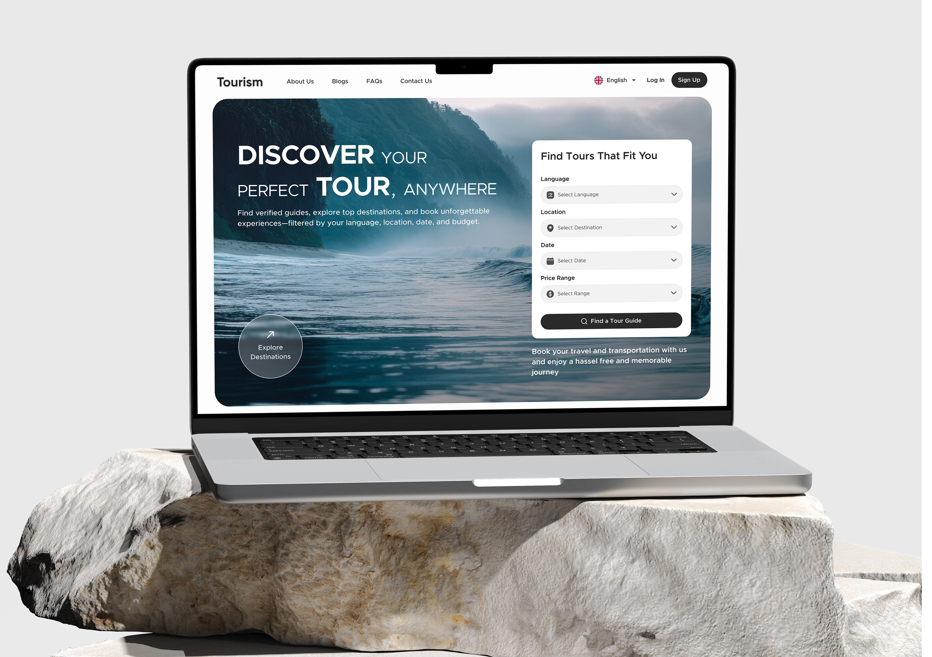Tour Booking Website – Tourism adventure design destinations filters interaction design landing page minimal places tour tourism tourist travel ui uiux ux website