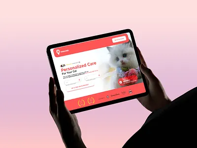 Hero section design template for Pet care service design process design systems design thinking hero section landing page design navigation bar pet care service ui design ui kit user interface user research ux design web page design web ui design website