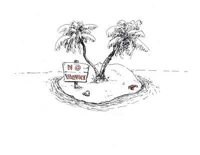 No Chill Allowed cartoon crab drawing illustration ink island palm tree