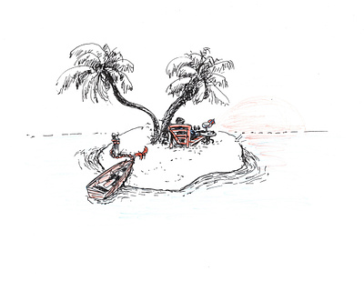 Max Chill Achieved boat drawing illustration ink island margarita palm tree paradise