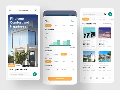 Real Estate Mobile App UI Design Concept agency app design concept app ui design clean ui creative design design exploration estate mehedihas real real estate real estate agent real estate app real estate app ui ui ui design ux youthmind