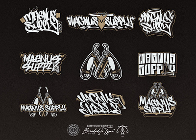 Magnus Supply - Branding Kit apparel design barber logo barbershop branding kit graffiti design hand drawn logo type t shirt design ui