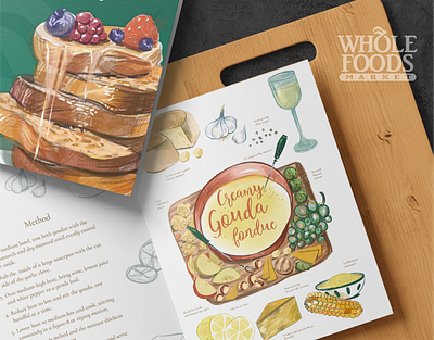Whole Foods Market: Food Illustration, Recipes Brochures branding brochure design digital illustration food food illustration graphic design illustration recipe recipe book