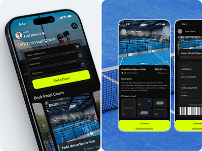 Padelio - Padel Court Booking App book booking app clean court court booking detail booking exercise figma match mobile app modern ui padel padel booking padel court product design reservation sport app sport mobile app ui workout