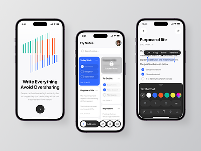 Sinote - Note Mobile App app assistant clean manager mobile mobile app note note app notebook notepad notes notion personal planner productivity reminder to do todo tracking ui