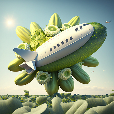 Cucumber space ship thing AI surrealism art crazy 3d ai aiart art artificial composing concept generated illustration ki realistic surrealism weird