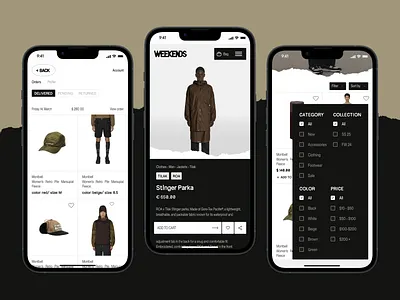 WEEKENDS Mobile animation branding design e commerce fashion graphic design identity logo product page store ui ux
