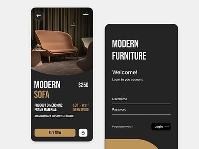 Modern Furniture | App UI Design app branding icon minimal ui