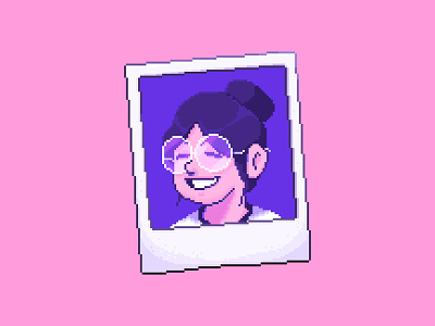 Happy girl branding cartoon graphic design illustration pixel pixel art pixel artist pixelart polaroid portrait profile retro videogame
