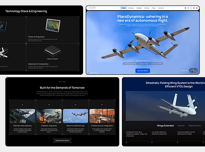 PteroDynamics Inc redesign website aerospace aircraft aviation b2b branding businesswebsite cleanui darkmode drone futuretech graphic design responsive startups technology ui ux webdesign