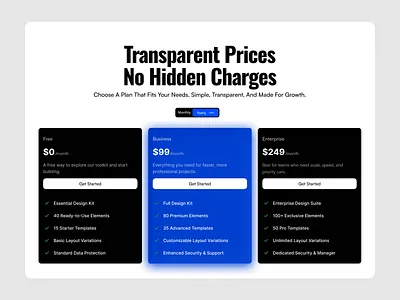 Modern Website Pricing Table UI minimal ui modern design pricing cards pricing layout pricing plans pricing table pricing ui saas pricing subscription table ui ui design