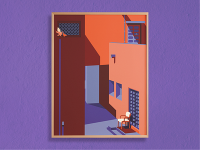 Sunlit Corners – Jaipur Architecture in Minimal Hues illustration