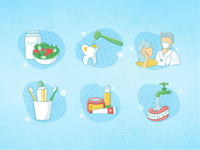 Dental Care Raw-style Illustrations 🪥✨ brochure dental icon