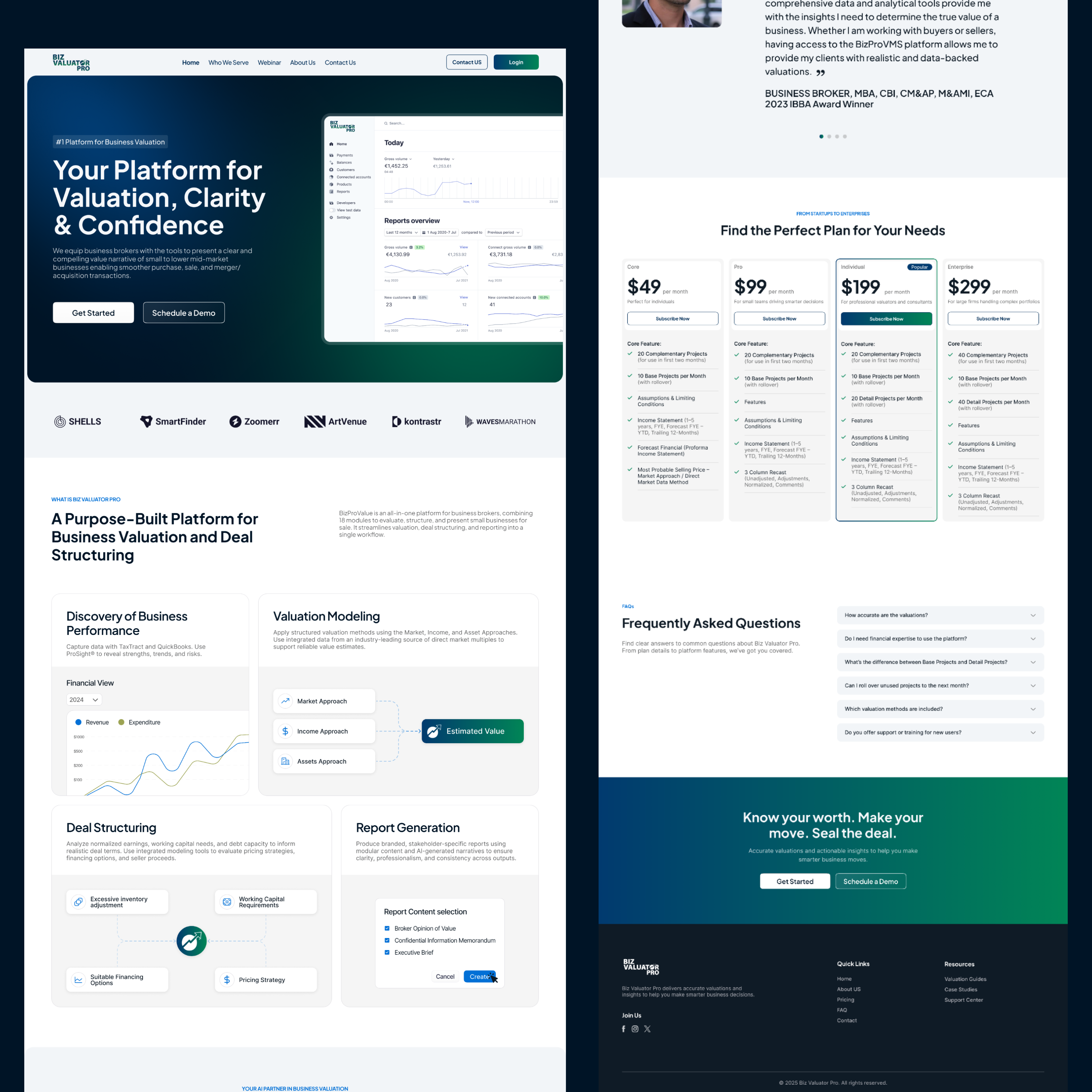 Biz Valuator Pro- A Financial Website designthinking financialwebsite saaslandingpage uxuidesign websitedesign