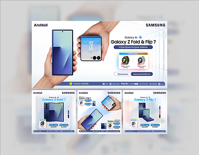 Samsung Fold 7 & Flip 7 - Social, Graphic Poster ad advertising branding design dribbble design electronics graphic design marketing post samsung smartphone social media social media post z flip 7 z fold 7