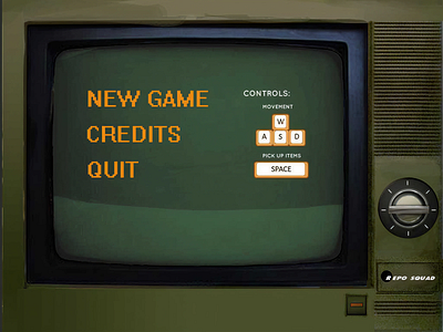 Repo Squad: Desktop Game UI cogswell college dog game interface menu monitor new game pc repo retro squad studio television tutorial tv ui usv ux video game