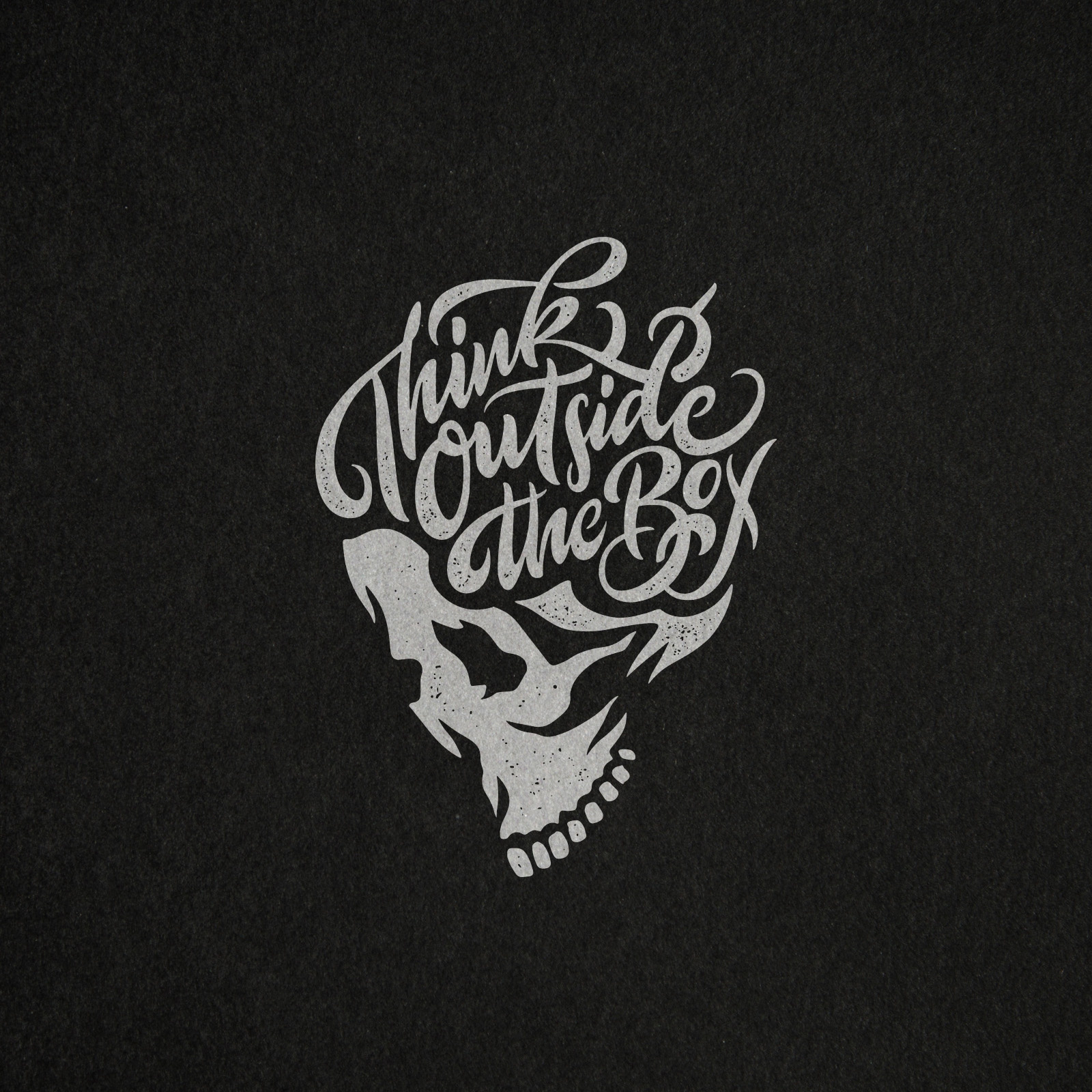 Think Outside The Box - Skull t-shirt calligraphy box graphic design outside skull think