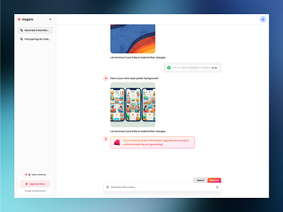 Out of Tokens — Time to Refill the Creativity Tank aiimage aipltform apps design hire interface minimal productdesign saas token tokensystem top ui uiux webapp