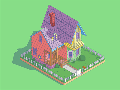 UP's house architecture film illustration illustrator isometric line linear pixar sketch up vector waltdisney