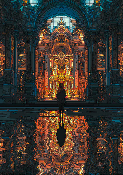 The darkness architecture art atmosphere church digital illustration interior lights painting
