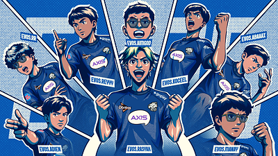 EVOS DIVINE – EWC 2025 CHAMPIONS billboard design character illustration commercial art competitive gaming digital art esports esports illustration esports world cup evos divine evos esports free fire gaming illustration key visual manga mobile gaming poster design team victory vintage design world champions