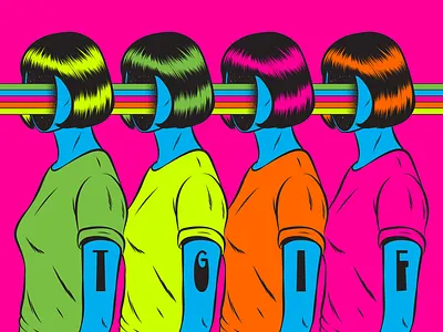 TGIF colorful cosmic design human illustration popart psychedelic retro surreal surrealism tgif trippy typography vector vintage