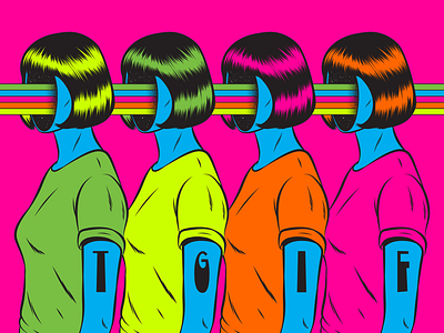 TGIF colorful cosmic design human illustration popart psychedelic retro surreal surrealism tgif trippy typography vector vintage