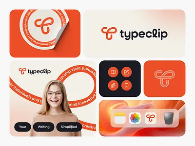 TypeClip Visual Identity app branding app logo branding coral design graphic design logo red logo saas saas logo t logo vector